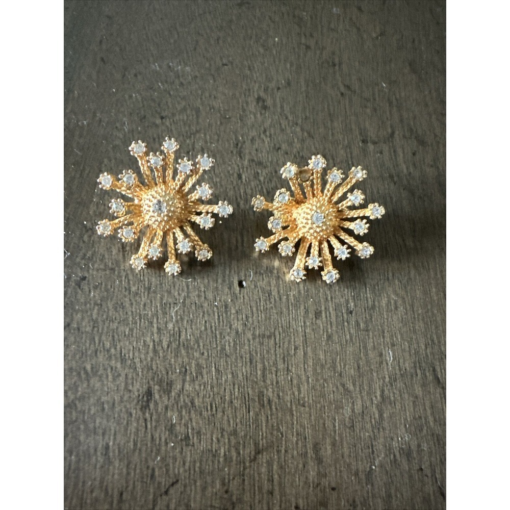 Vintage Marvella Starburst Star clear‎ Rhinestone Clip-on Earrings